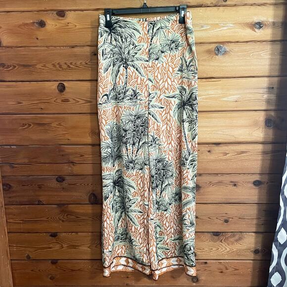 Joie Pants - Joie Wide leg Satin tropical floral print boho pants Size Medium